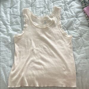 Brandy Melville White Ribbed Sleeveless Tank Top